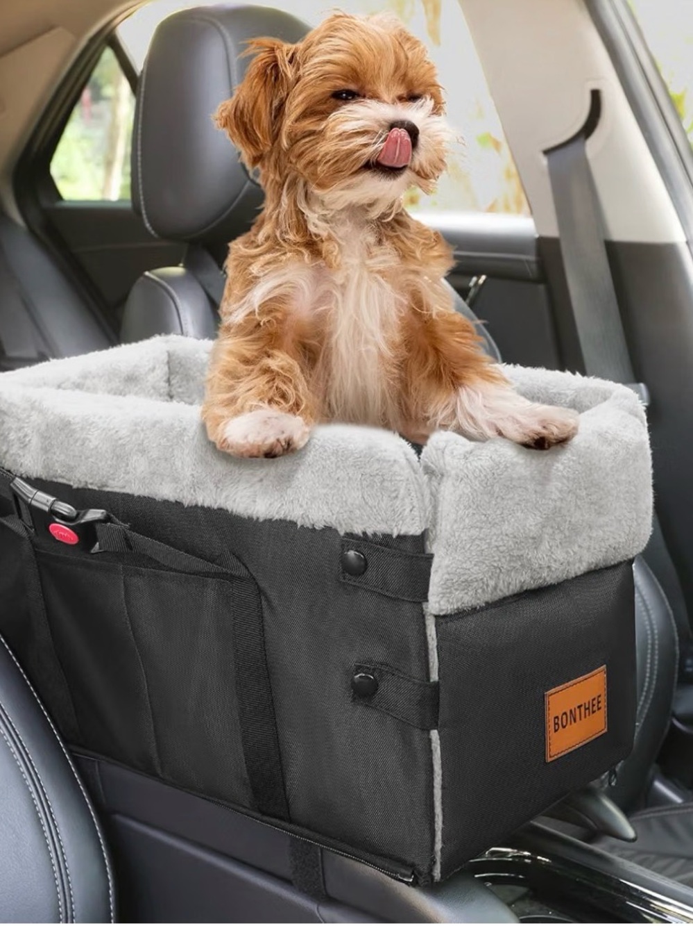 Gray Pet Car Booster Seat - Cozy Travel Bed for Small Dogs